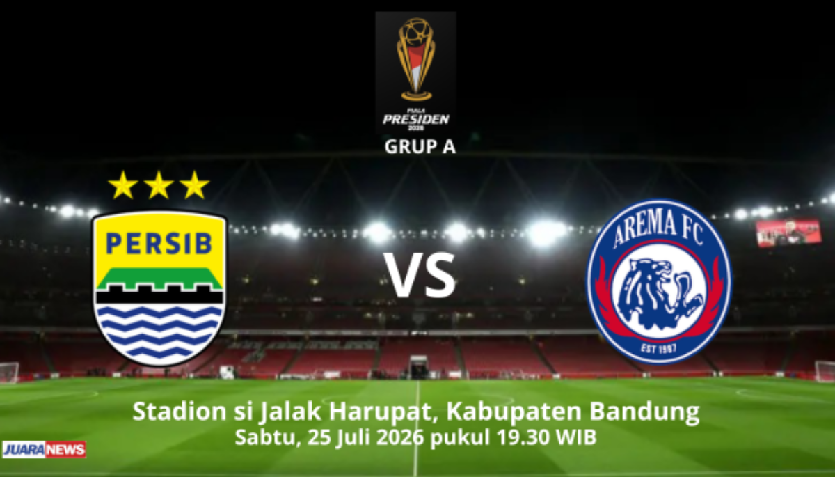 Hari pertama Piala Presiden 2026, bakal menyajikan pertarungan sengit saat Persib Bandung menjamu Arema FC di SJH, Sabtu (25/7/2026) malam.